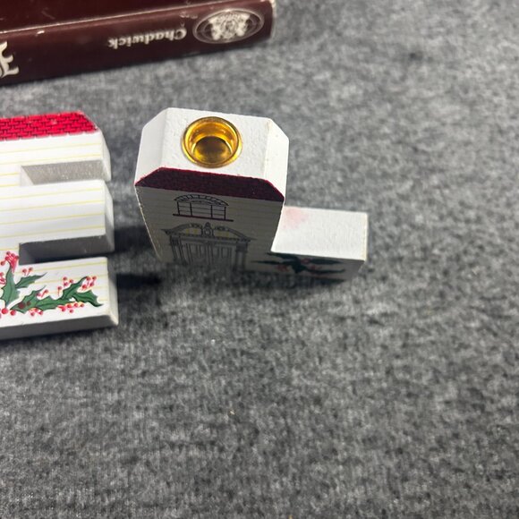 Vintage Chadwick Wooden Christmas Santa Noel Candle holder Set (no candles) - Picture 9 of 13